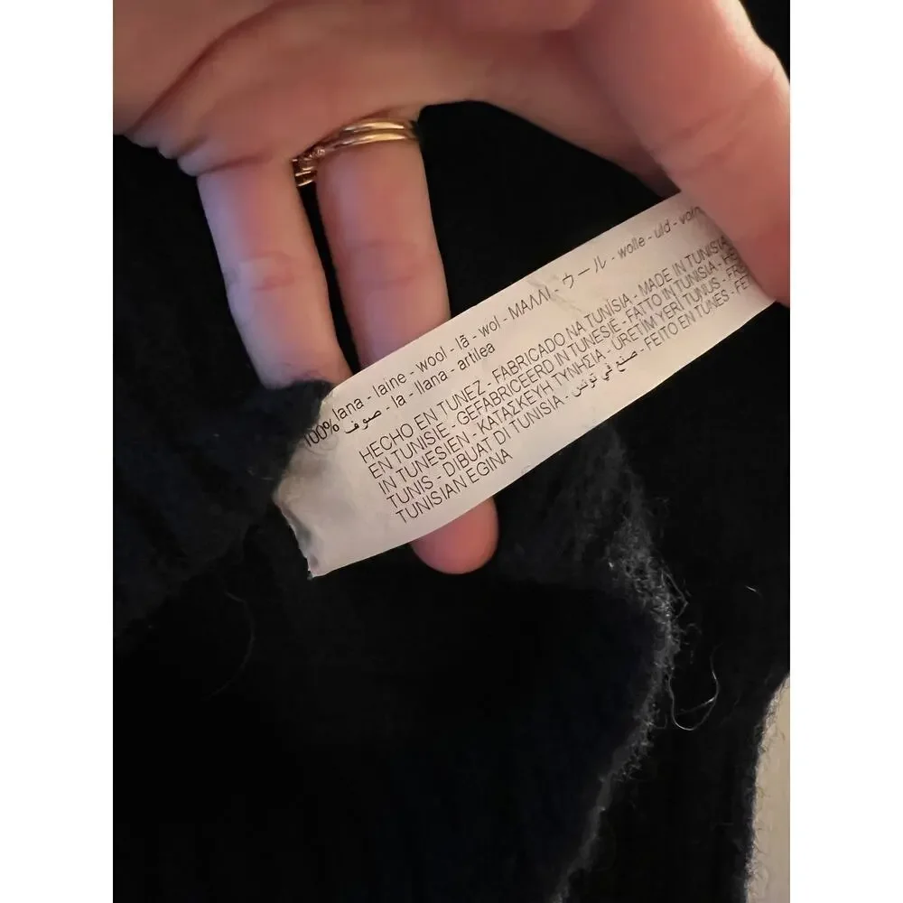 Zara Black Wool Long Sleeve Sweater Sz L - Picture 4 of 6